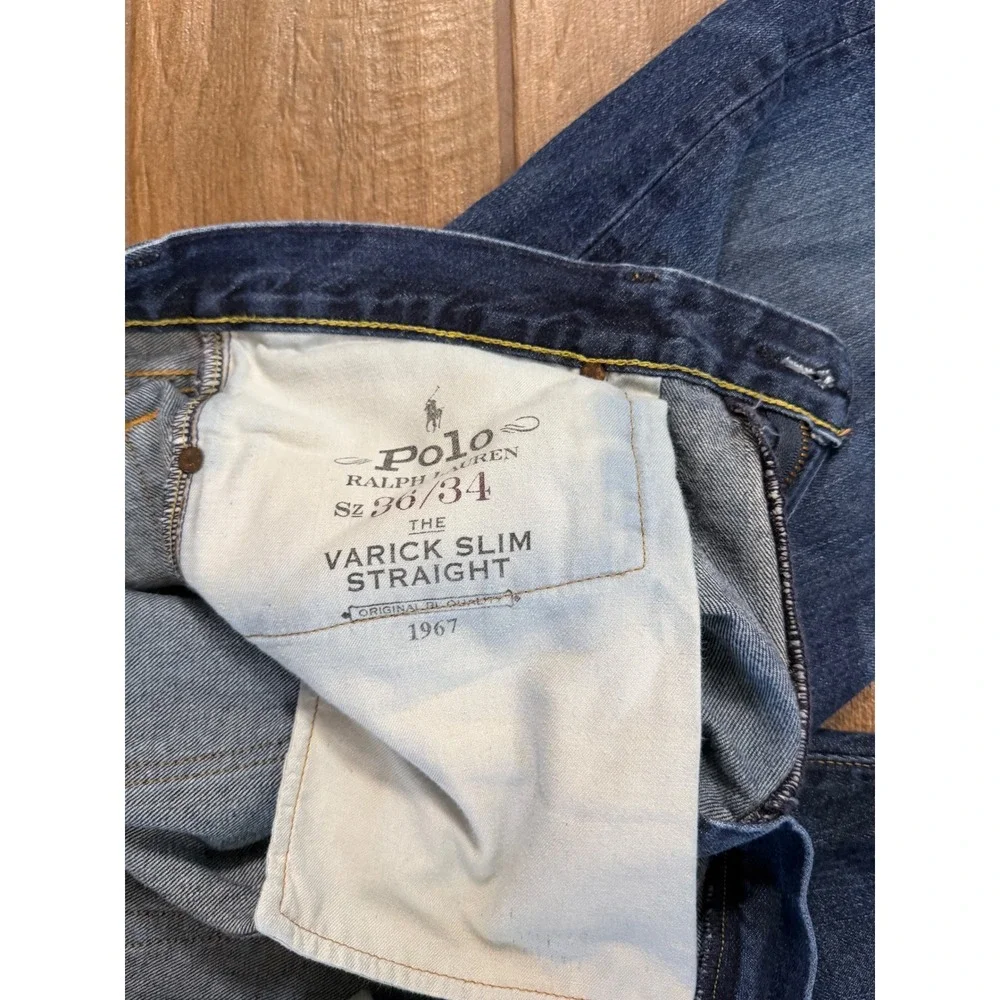 Polo Ralph Lauren Varick Slim Straight Blue Jeans Mens 36x34 (36x32) Medium Wash